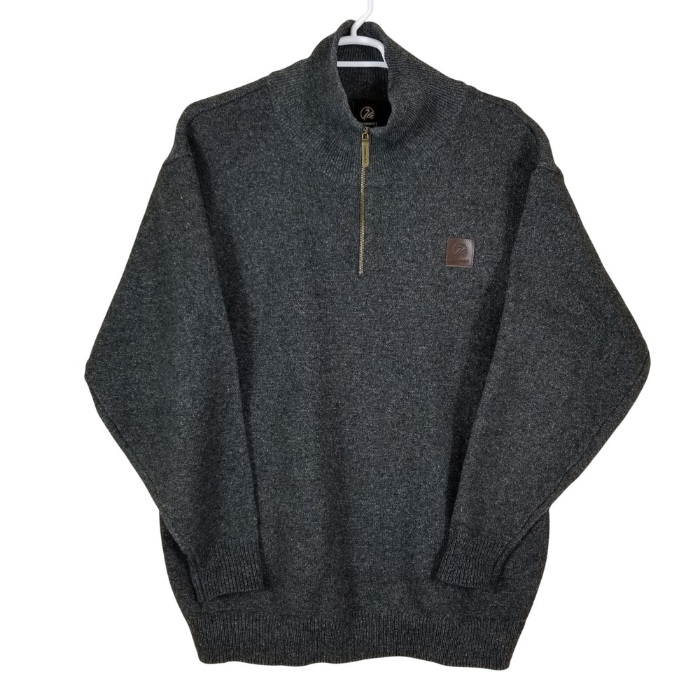 Swanndri Mens XXXL Wool Blend 1/4 Zip Sweater Charcoal Grey‎ Pullover Knit Logo